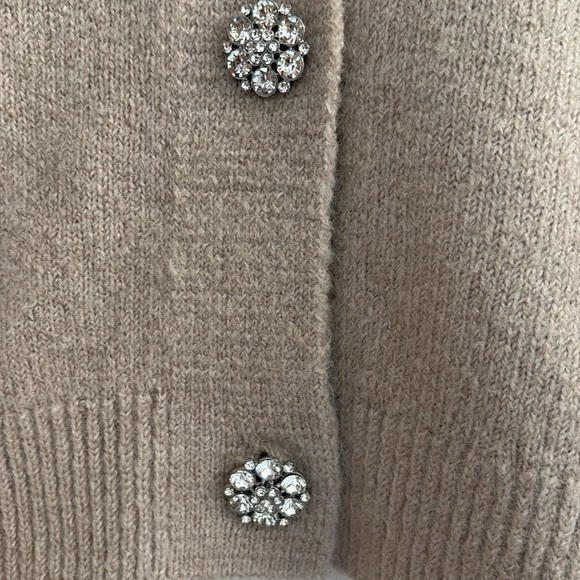 Ann Taylor Festive Beige V-neck Cardigan Sweater with Rhinestone Buttons. EUC - Picture 4 of 9